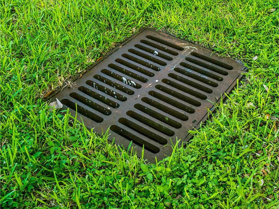 drainage in the yard on grass garden