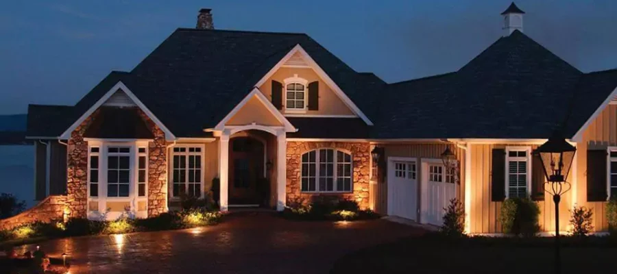Luxury home with outdoor lighting